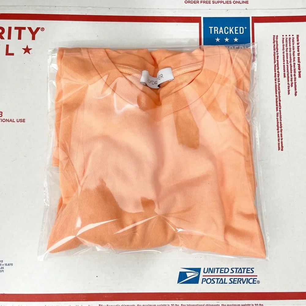 Daydreamer Crewneck Short Sleeve Tee in Peach Orange Sherbert - Picture 5 of 5